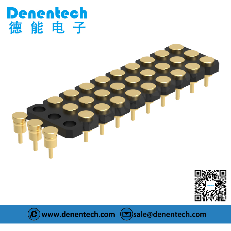 Denentech 2.54MM pogo pin H1.27MM triple row female straight DIP pogo pin socket connector in stock